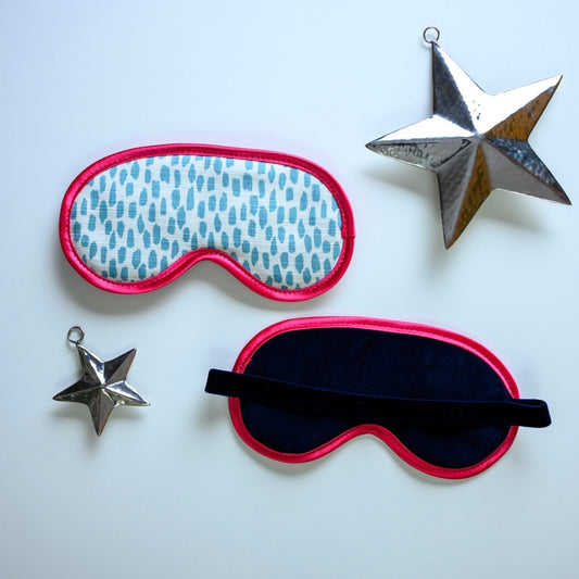 Aqua Cobblestone Eye Mask with Pink Trim