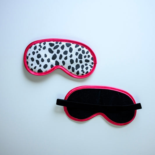 Dalmatian Eye Mask with Pink Trim