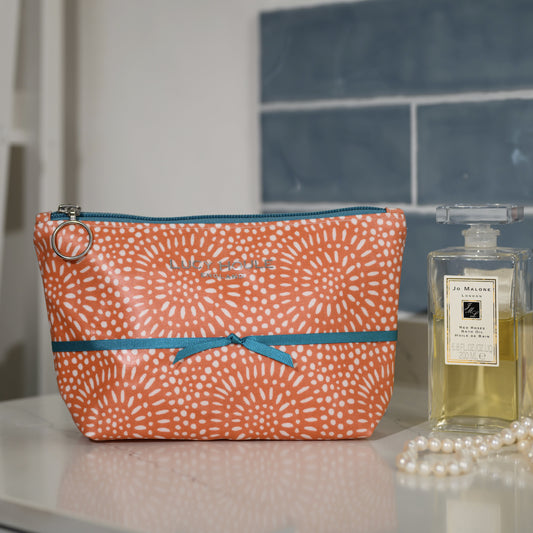 Amber Sunburst Lined Make-Up Bag with Aqua Zip
