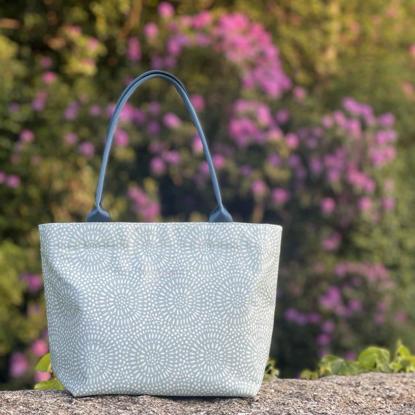 Aqua Sunburst Small Tote Bag with Teal Handles