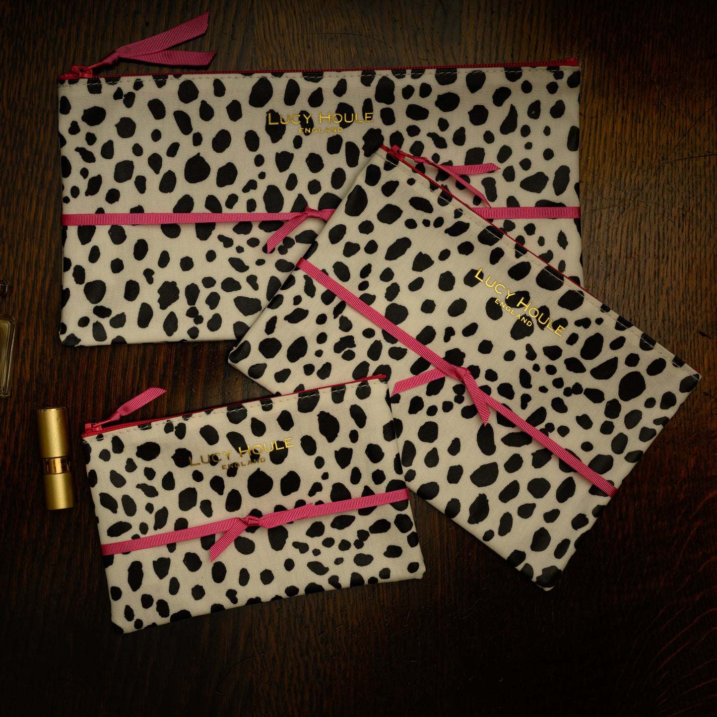 Dalmatian Make-Up Bag with Pink Zip