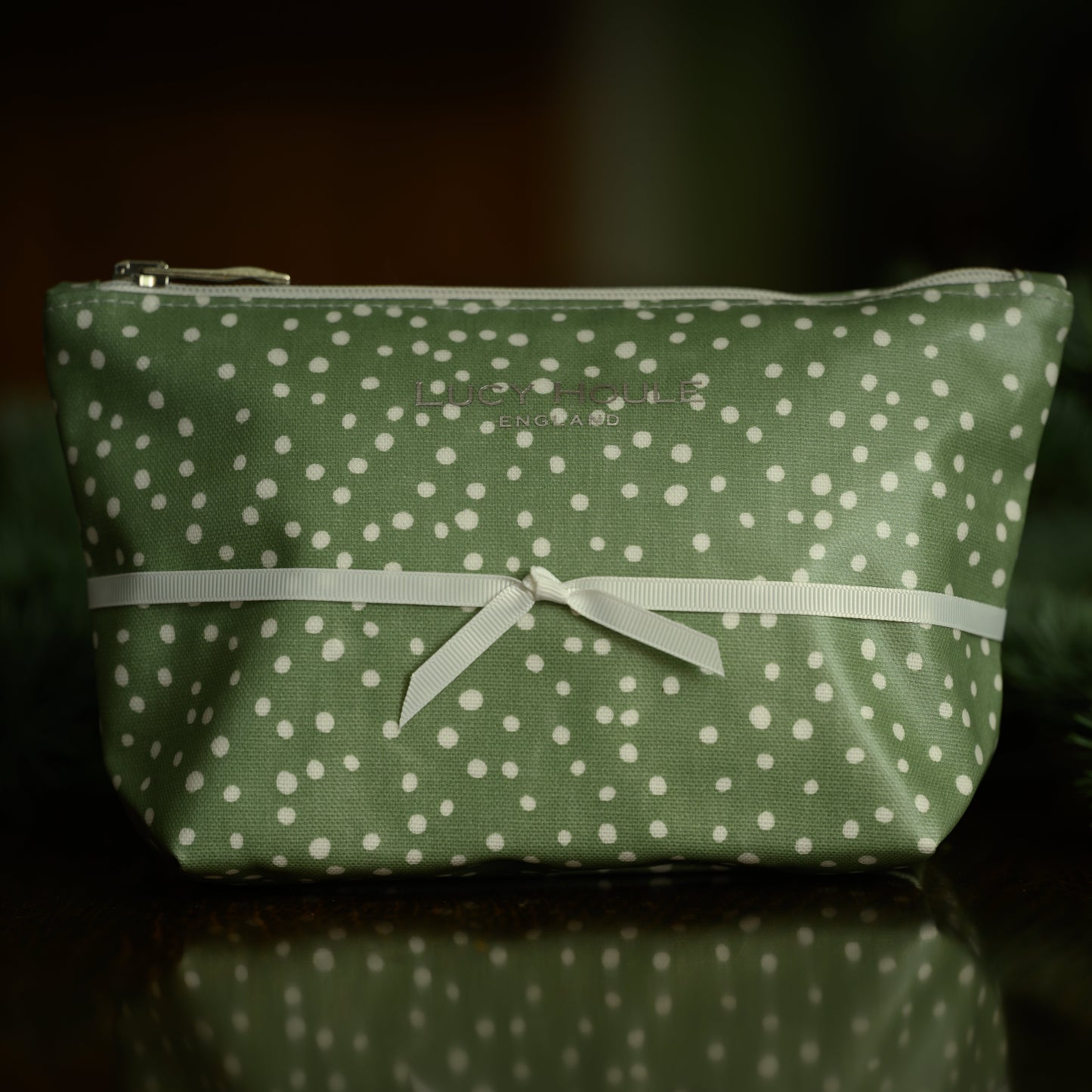 Green Ditsy Spot Lined Make-Up Bag