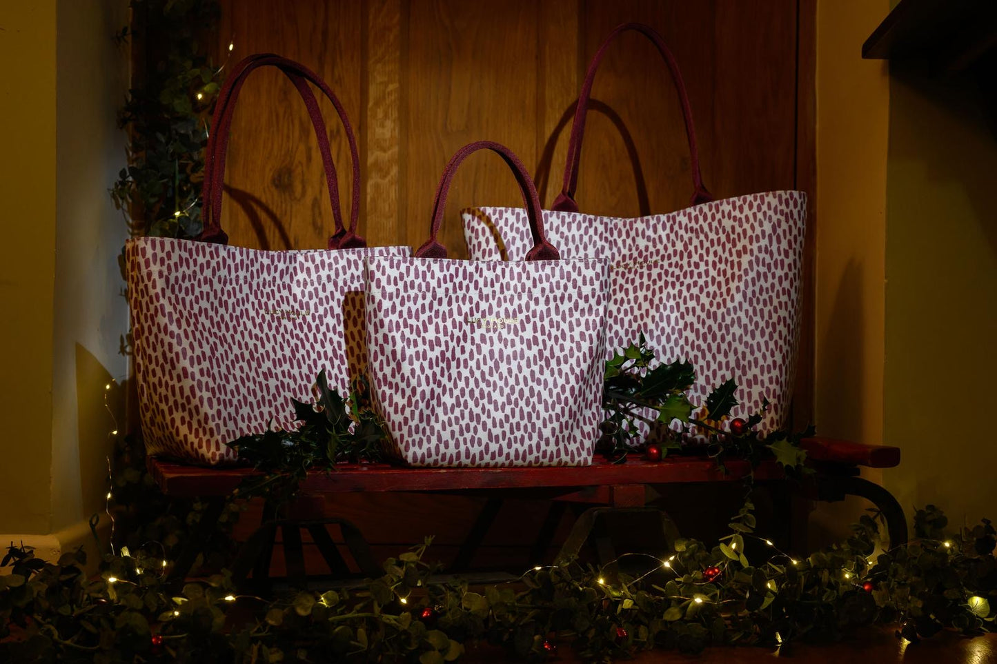 Limited Edition Mulberry Cobblestone Mini Tote Bag with Burgundy Handles