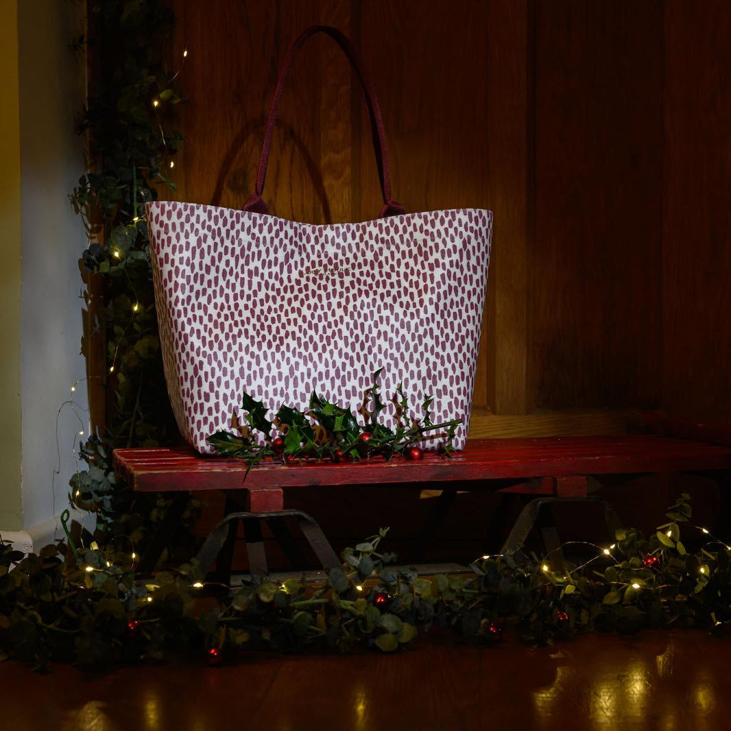 Limited Edition Mulberry Cobblestone Medium Tote Bag with Burgundy Handles