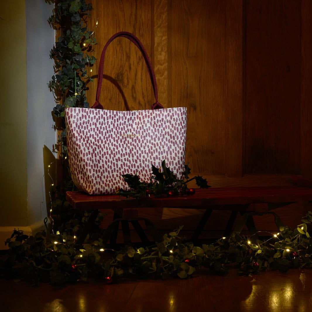 Limited Edition Mulberry Cobblestone Small Tote Bag with Burgundy Handles