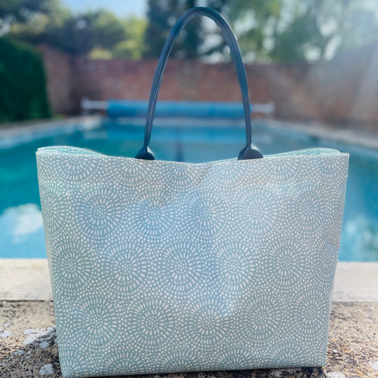 Aqua Sunburst Extra Large Bag with Teal Handles