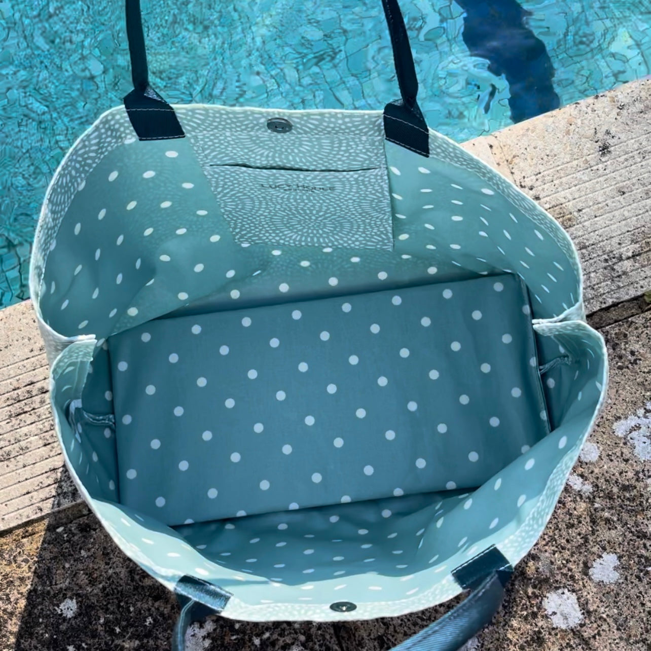 Aqua Sunburst Extra Large Bag with Teal Handles