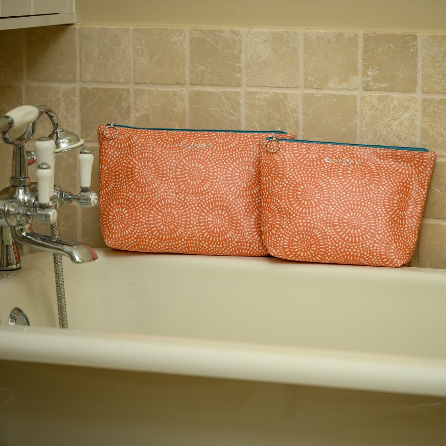 Amber Sunburst Wash Bag with Aqua Zip