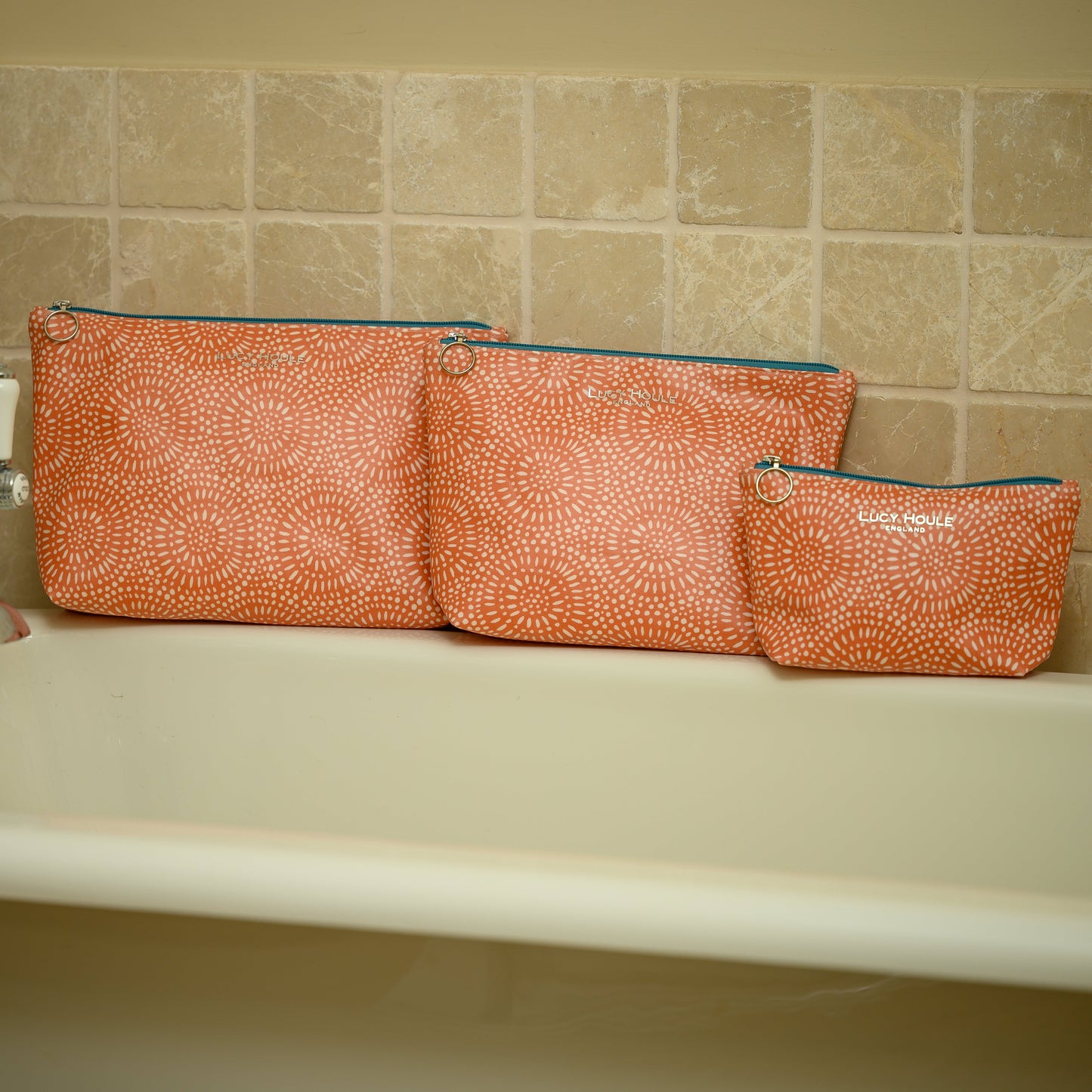 Amber Sunburst Wash Bag with Aqua Zip