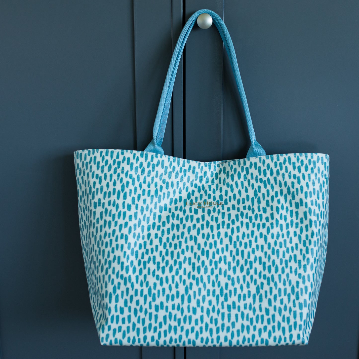 Aqua Cobblestone Medium Tote Bag with Aqua Handles
