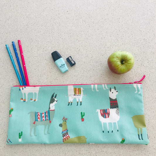 Aqua Llama Long Pencil Case