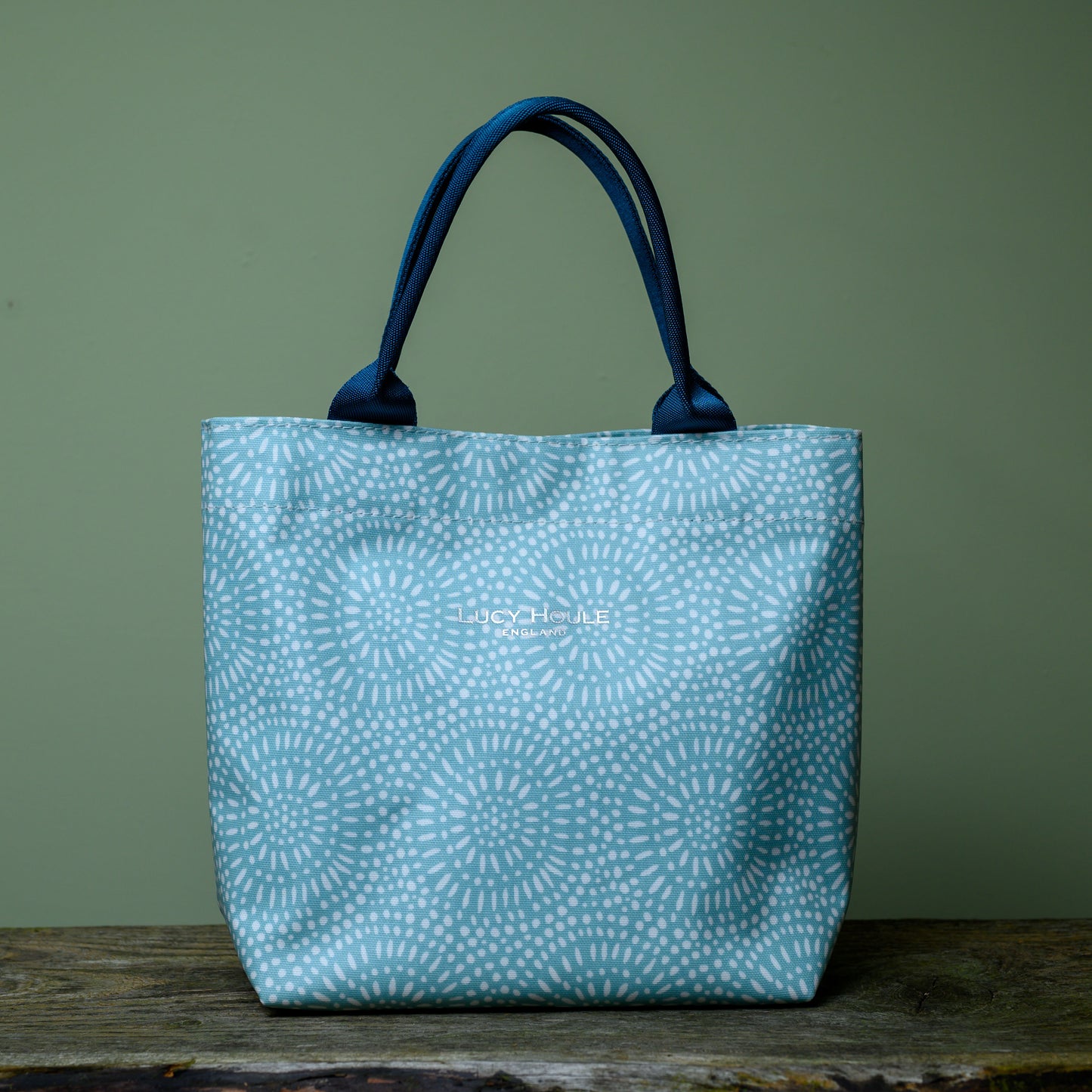 Aqua Sunburst Mini Tote Bag with Teal Handles