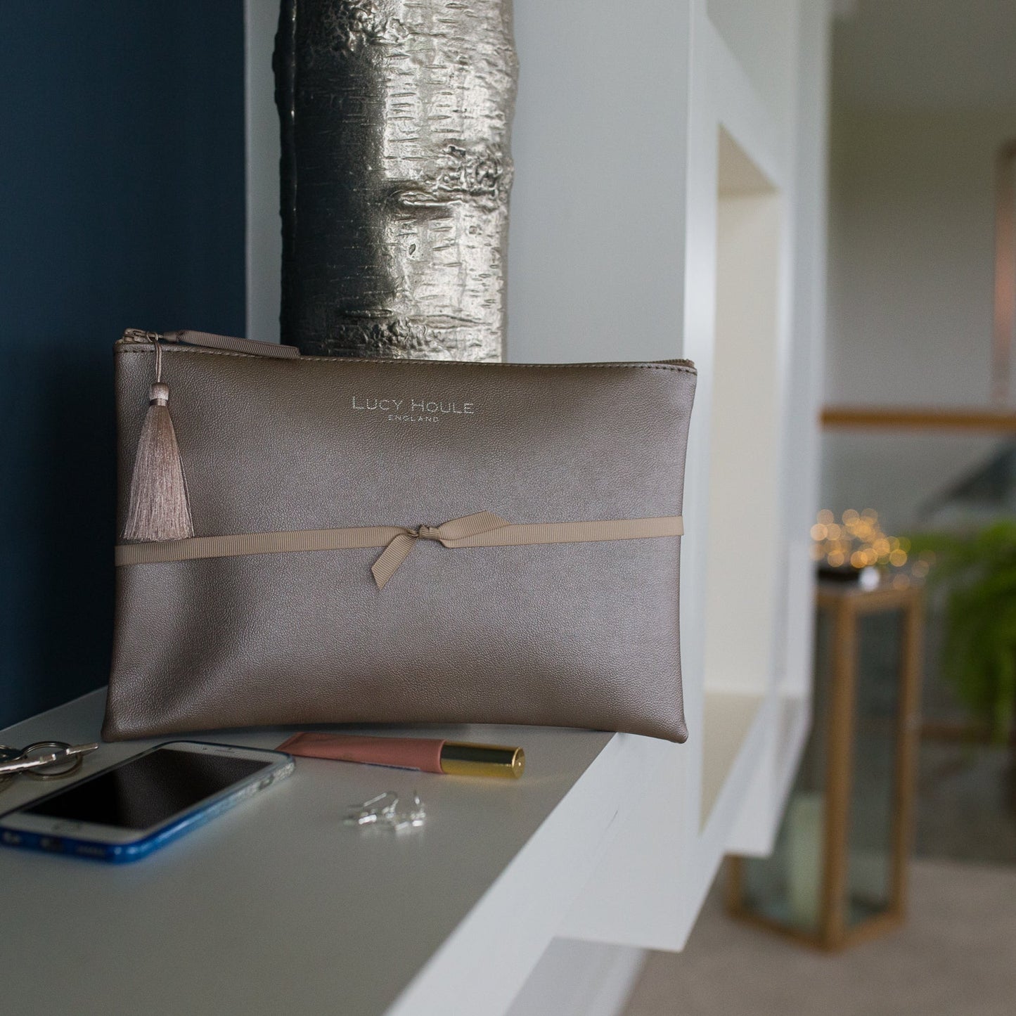 Faux Leather Bronze Clutch