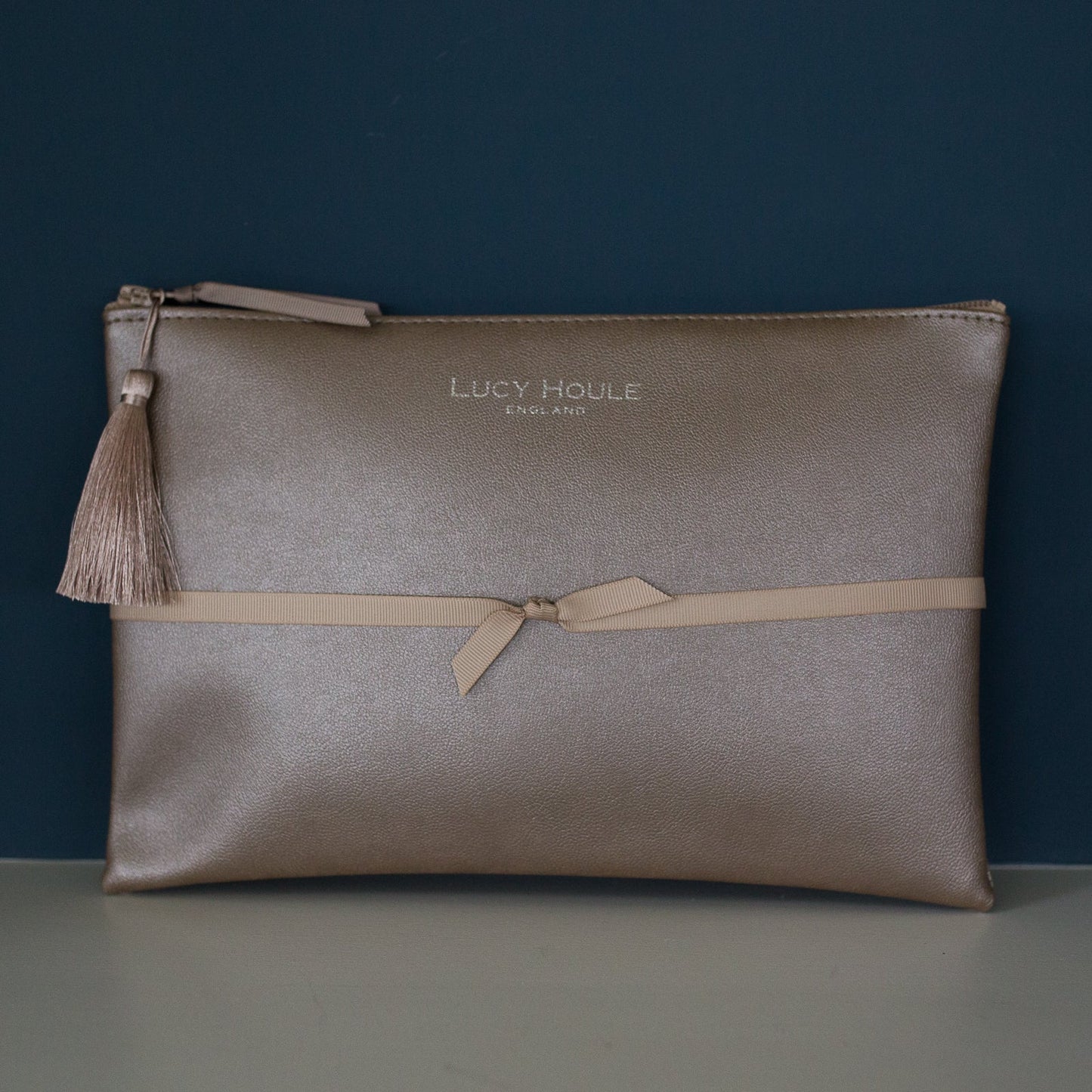 Faux Leather Bronze Clutch