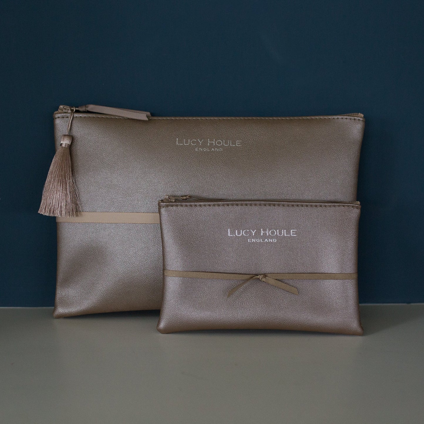 Faux Leather Bronze Clutch