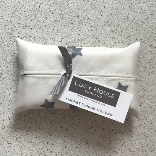 Cream & Grey Small Star Pocket Tissue Holder