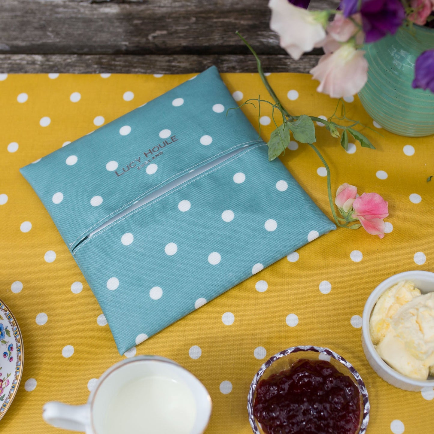 Duck Egg Blue Spot Picnic Napkin Holder