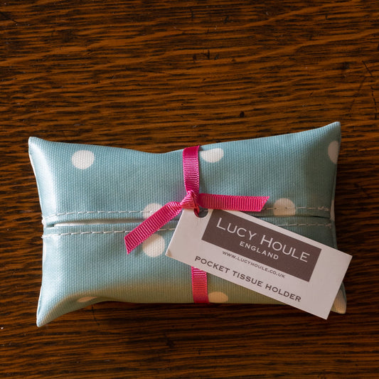 Duck Egg Blue Spot Pocket Tissue Holder
