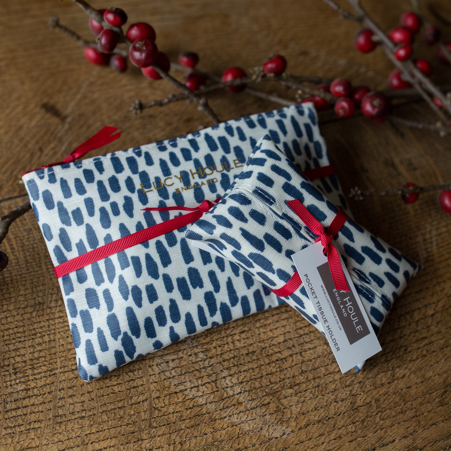 Navy Cobblestone Handbag Set Red Zip