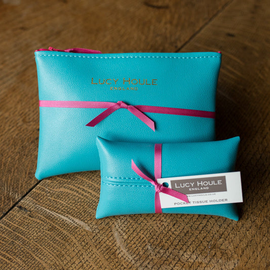 Faux Leather Turquoise Handbag Set