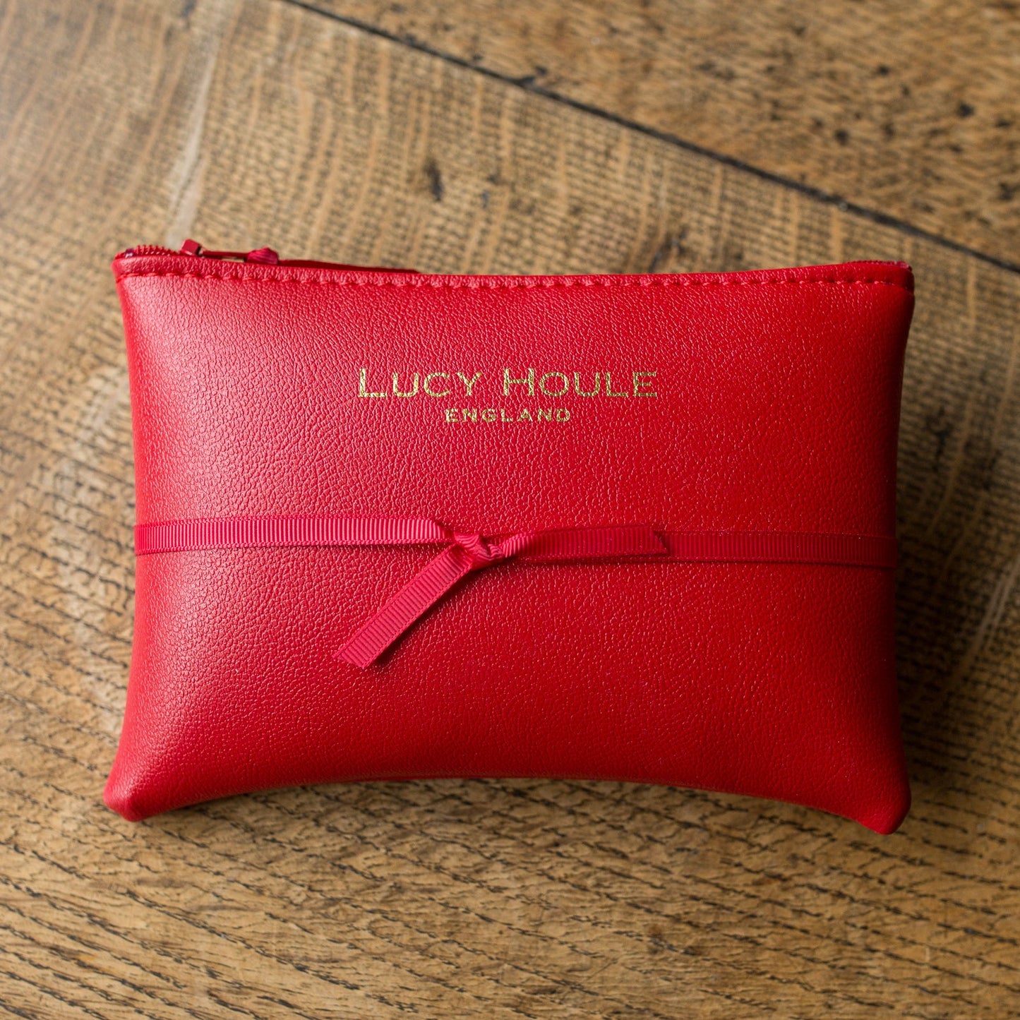 Faux Leather Red Purse with Red Zip