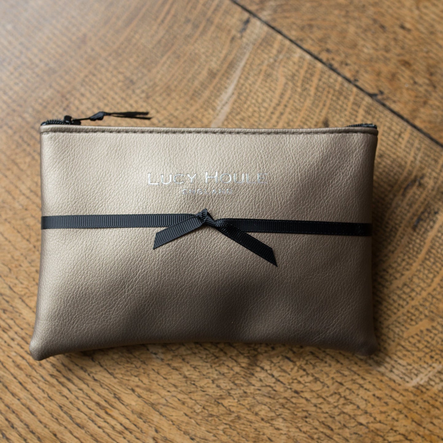 Faux Leather Bronze Purse with Black Zip