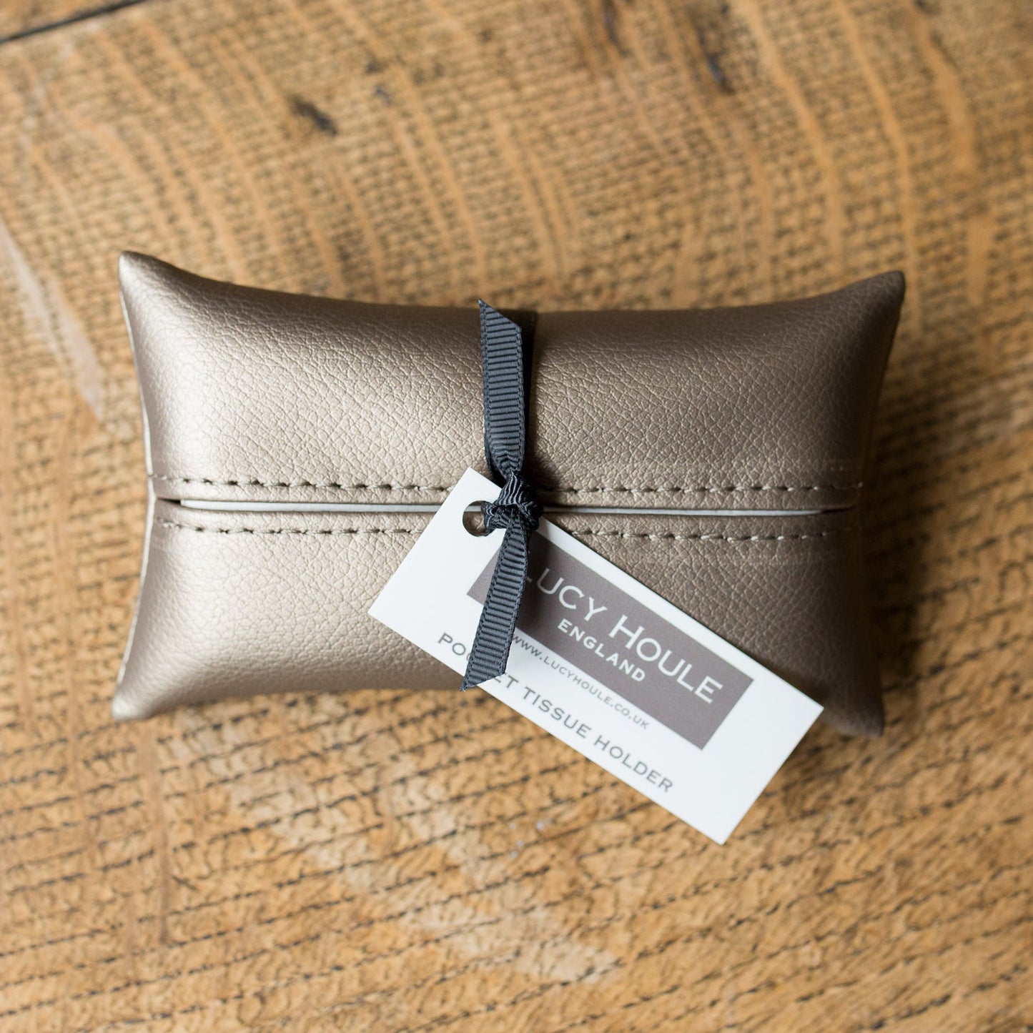 Faux Leather Bronze Pocket Tissue Holder black