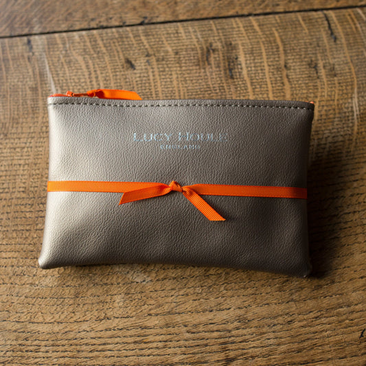 Faux Leather Bronze Purse with Orange Zip