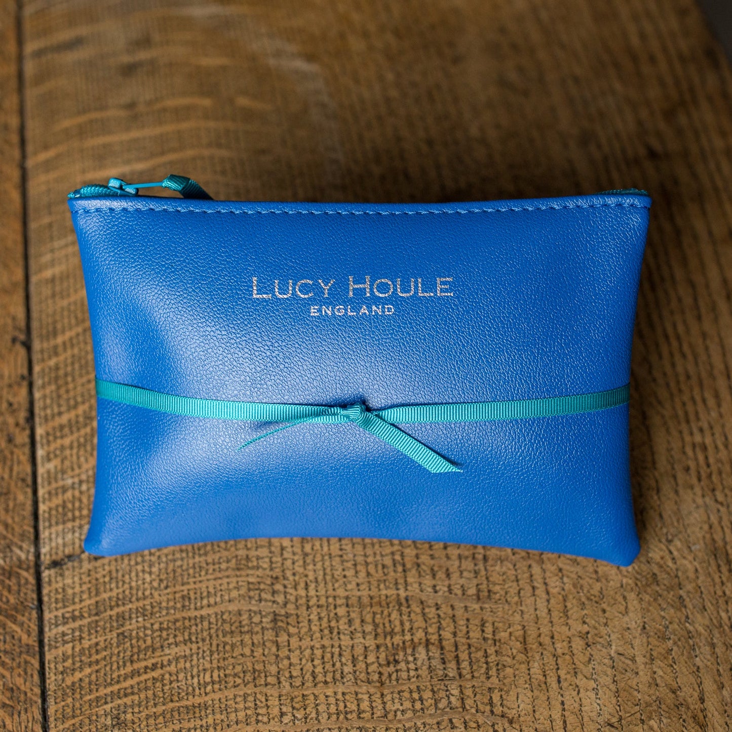 Faux Leather Cobalt Blue Purse Turquoise Zip