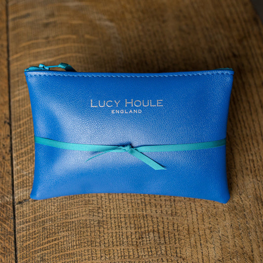 Faux Leather Cobalt Blue Purse Turquoise Zip