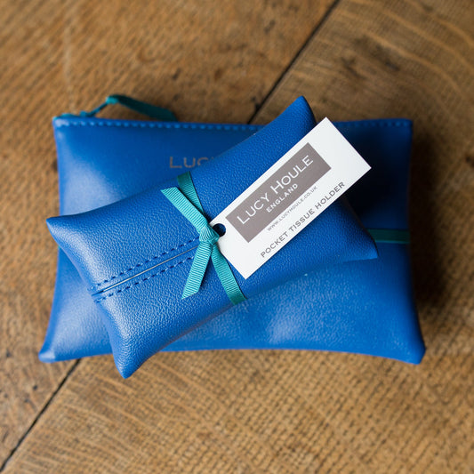 Faux Leather Cobalt Blue Handbag Set Turquoise Zip