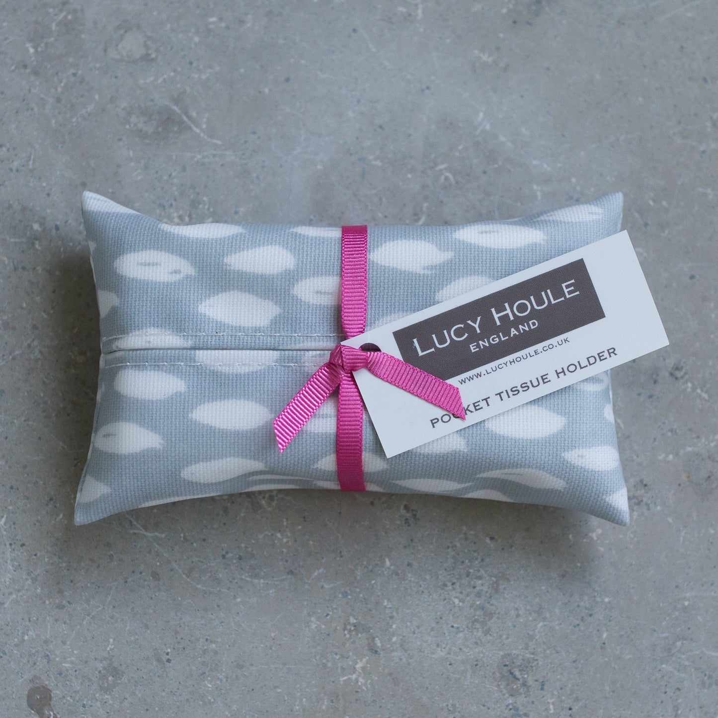 Grey Feather Pocket Tissue Holder