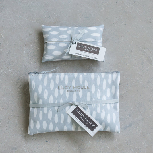 Grey Feather Handbag Set Grey Zip