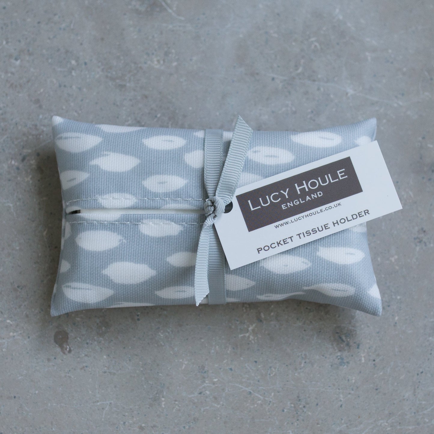 Grey Feather Pocket Tissue Holder