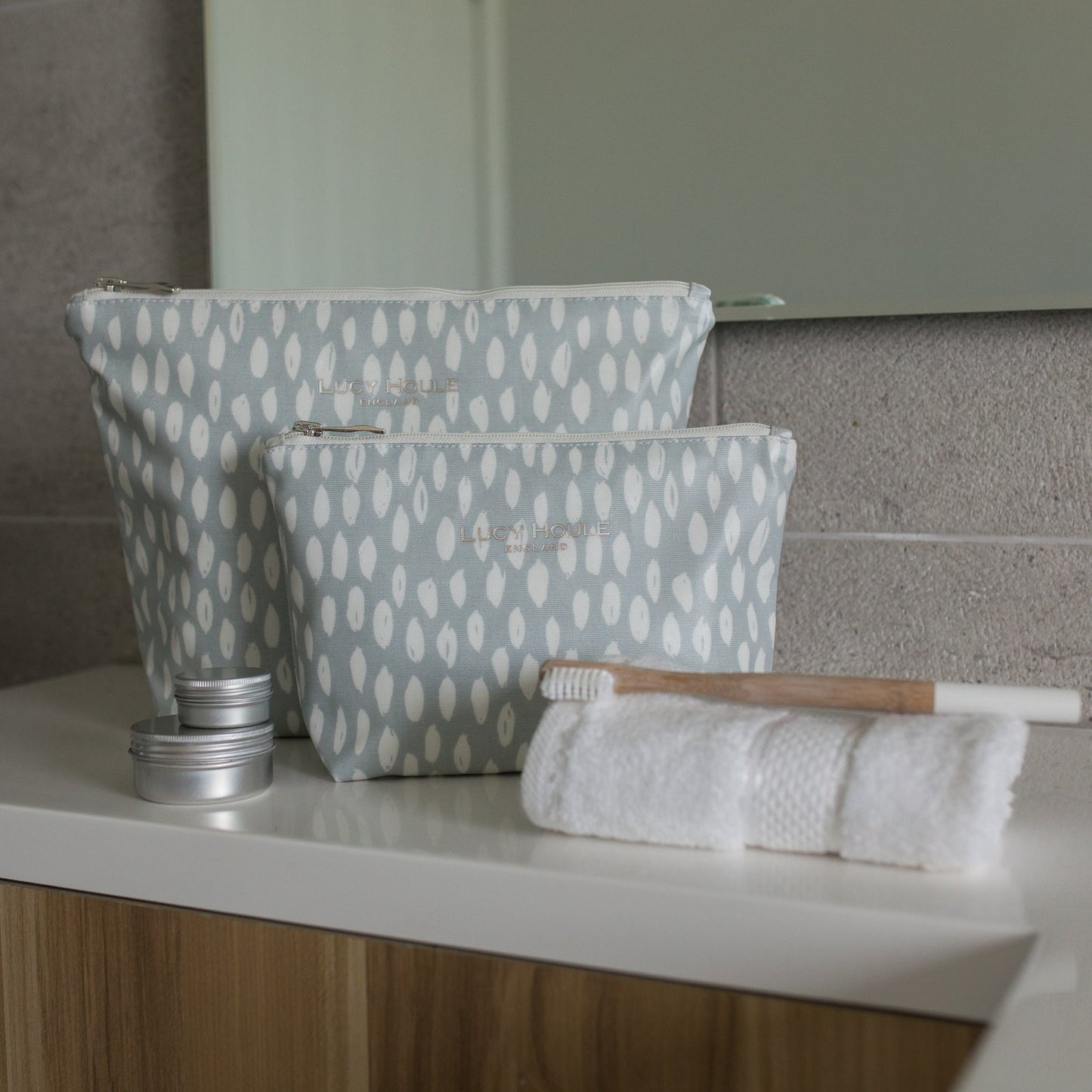 Grey Feather Wash Bag