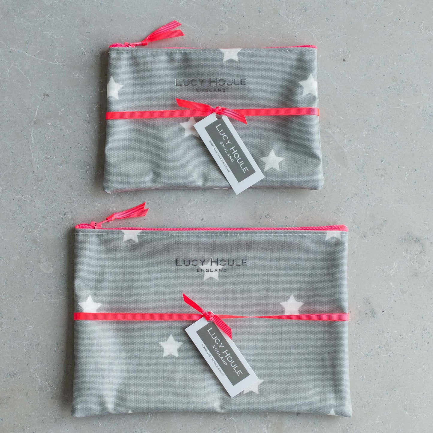 Grey & White Star Make-Up Bag with Pink Neon Zip 'Limited Edition'