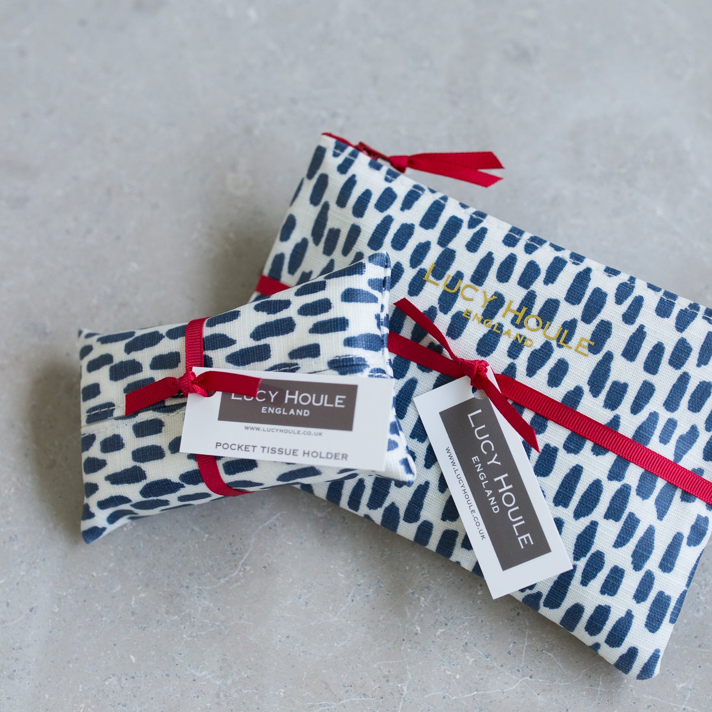 Navy Cobblestone Handbag Set Red Zip