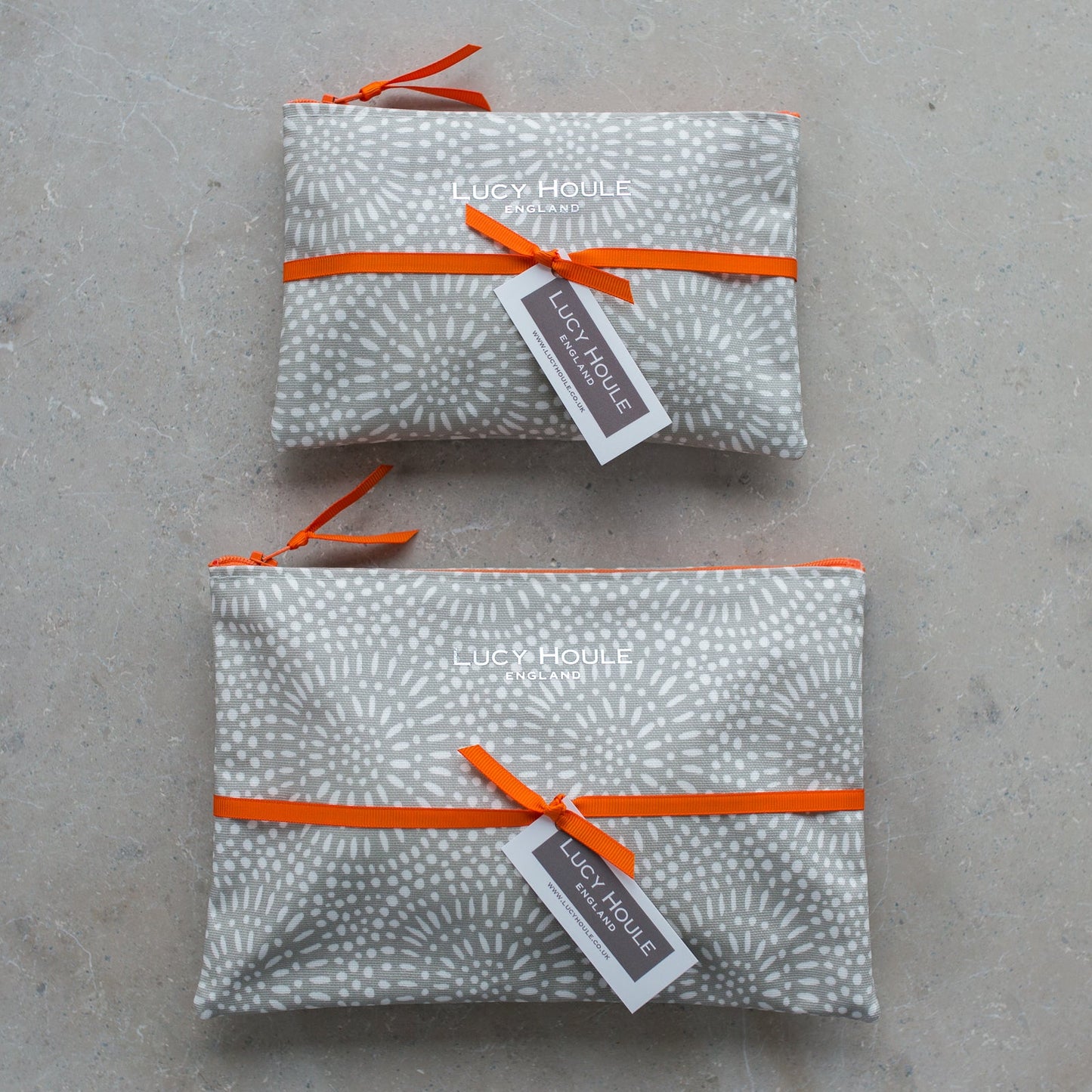 Stone Sunburst  Make-Up Bag with Orange Zip