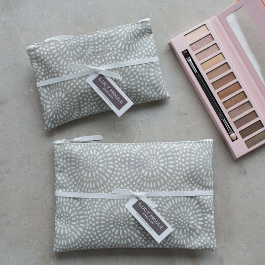 Stone Sunburst  Make-Up Bag with White Zip