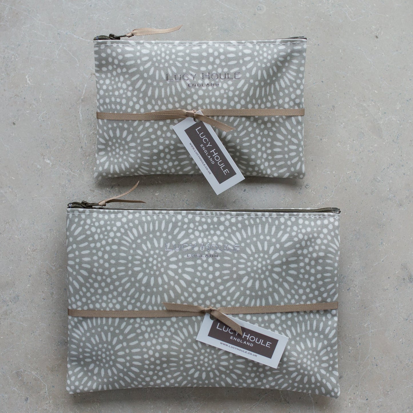 Stone Sunburst  Make-Up Bag with Khaki Zip