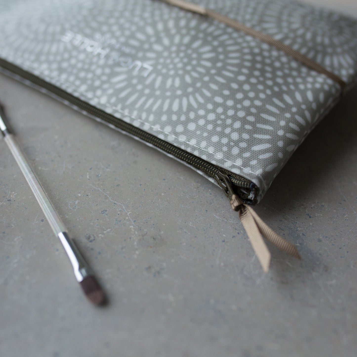 Stone Sunburst  Make-Up Bag with Khaki Zip