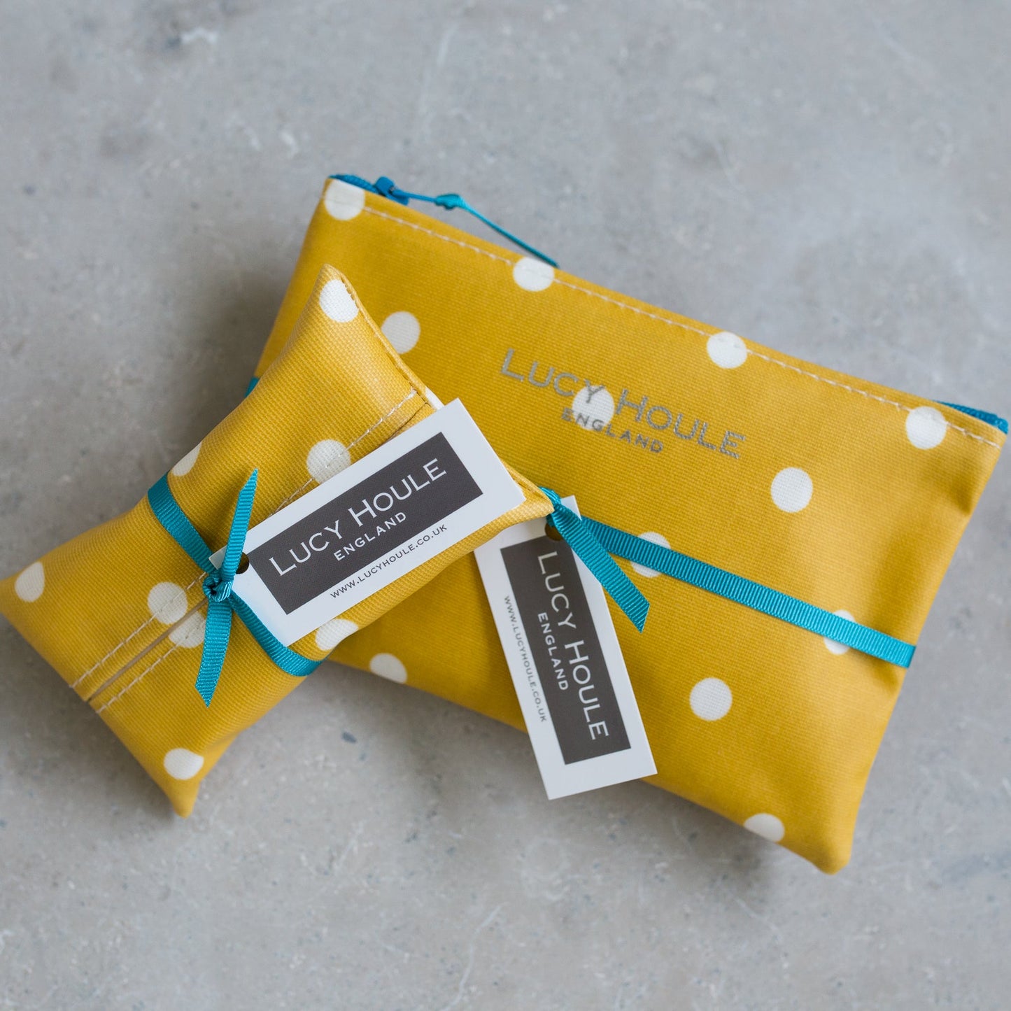 Honey & White Spot Handbag Set Aqua Zip