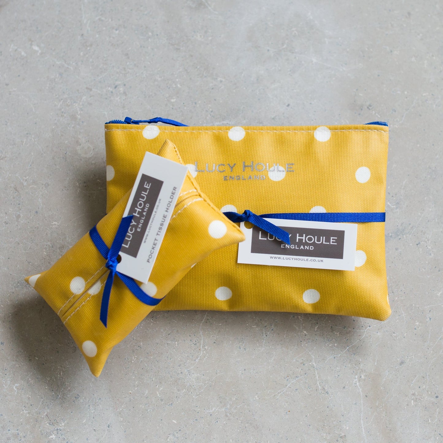 Honey & White Spot Handbag Set Navy Zip