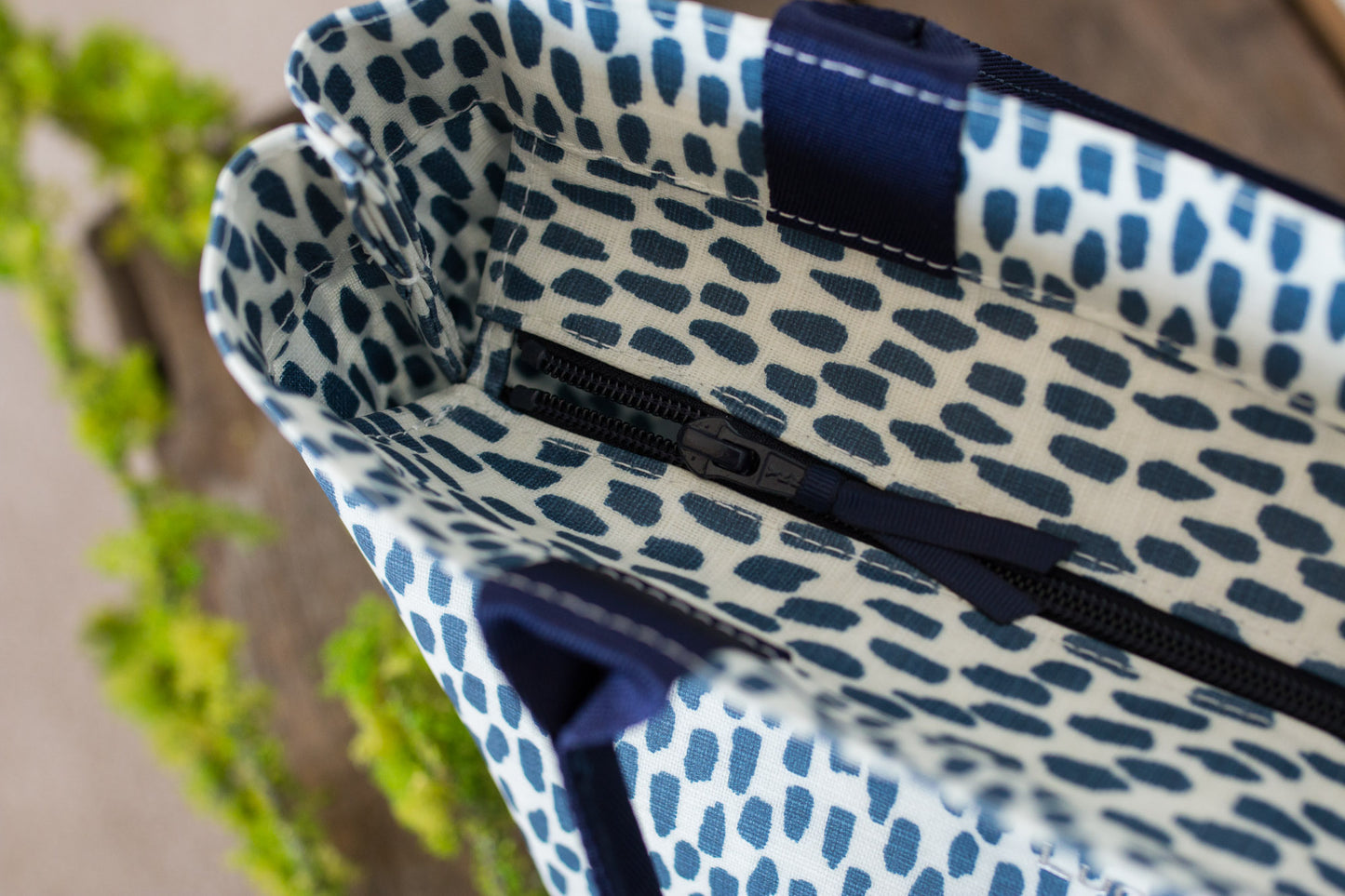 Navy Cobblestone Small Zip Tote Bag