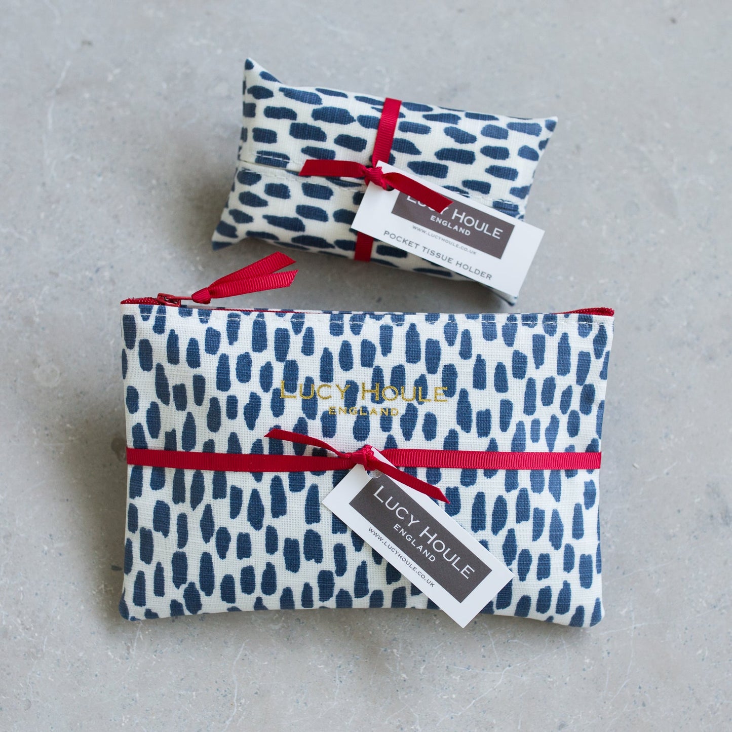 Navy Cobblestone Handbag Set Red Zip