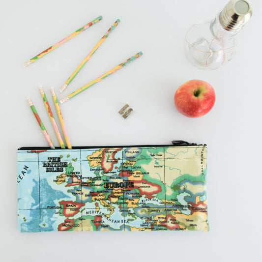 World Map Long Pencil Case