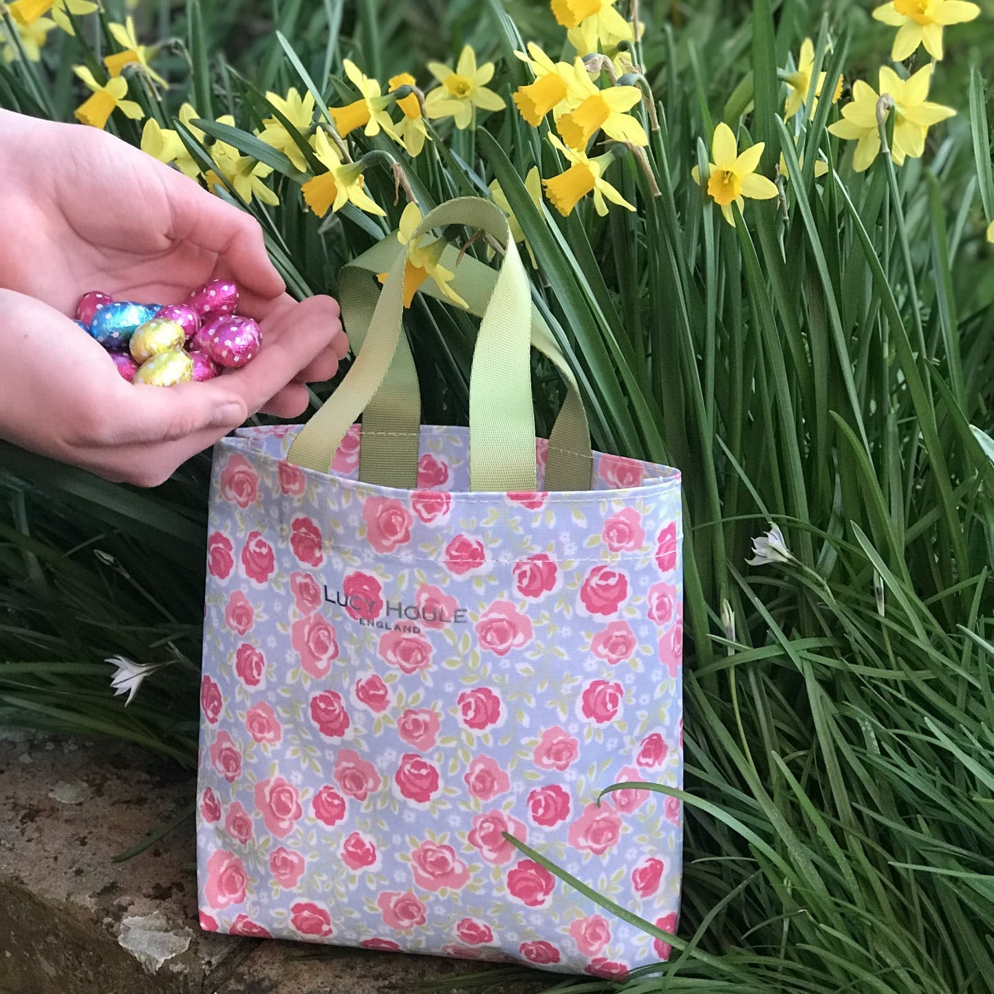 Rose Garden Blue Tots Tote Bag