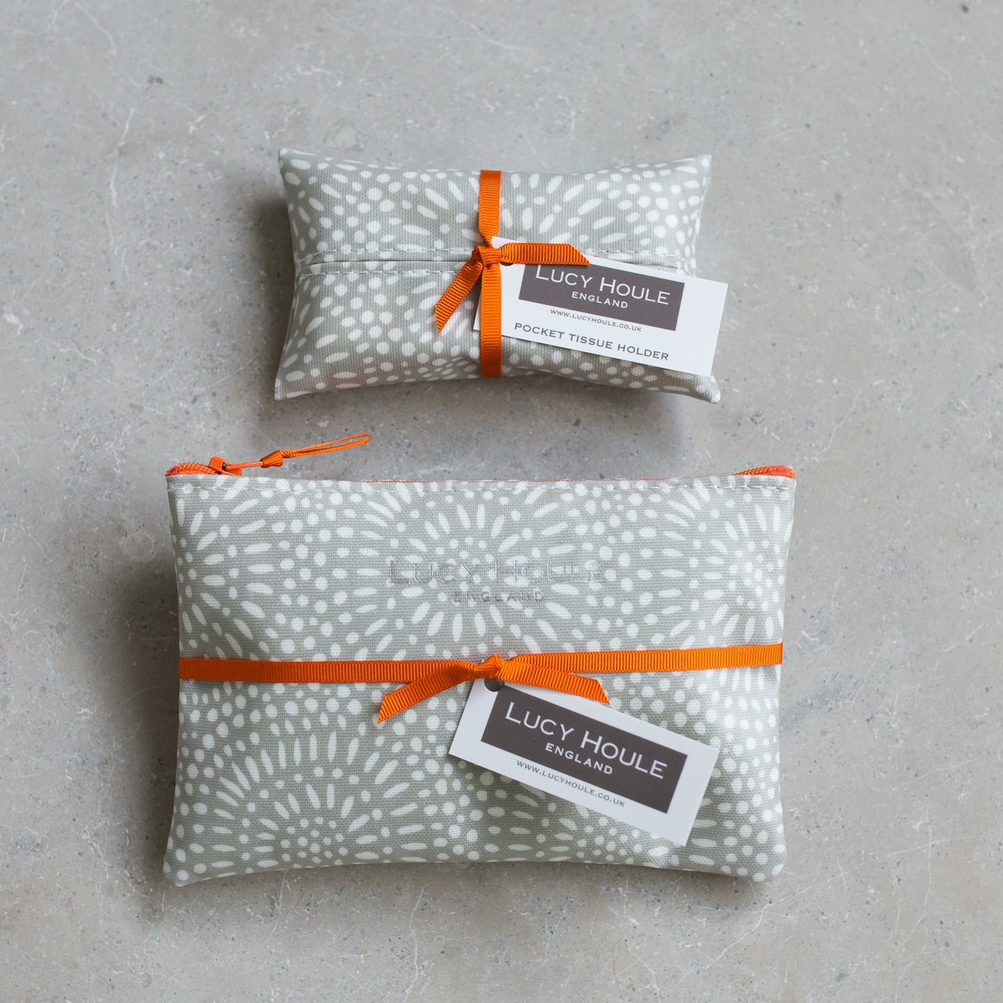 Stone Sunburst  Handbag Set Orange Zip