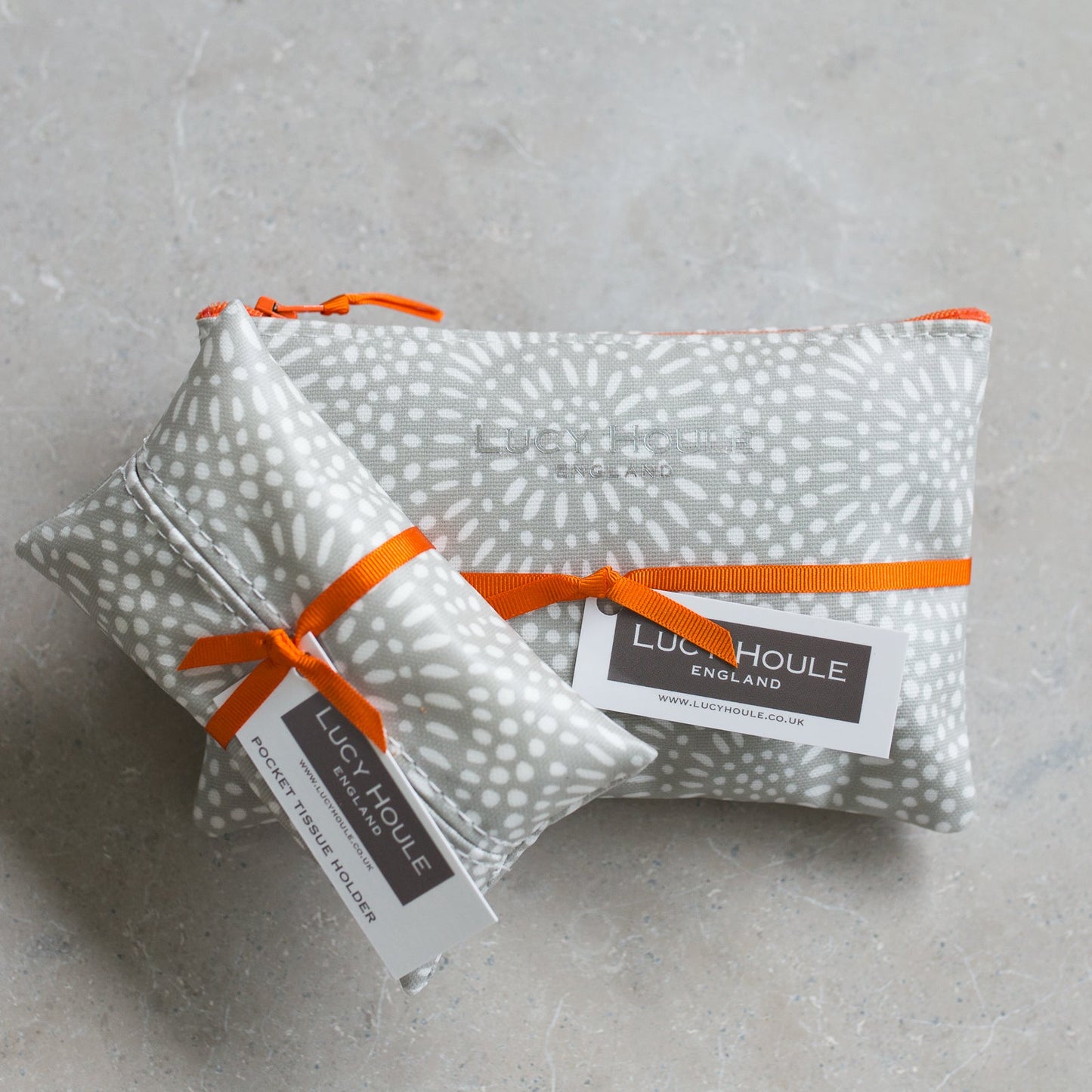 Stone Sunburst  Handbag Set Orange Zip