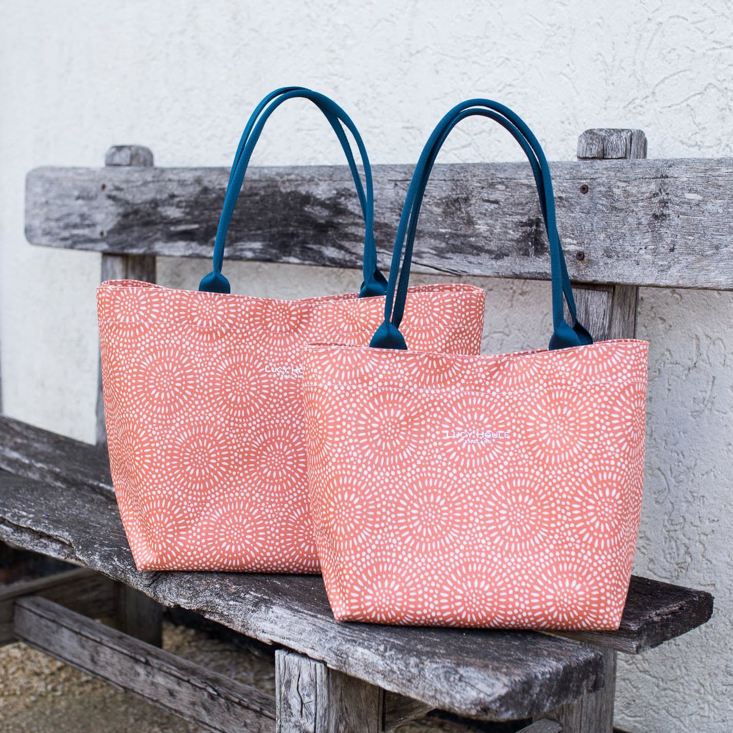 Amber Sunburst Medium Tote Bag with Teal Handles